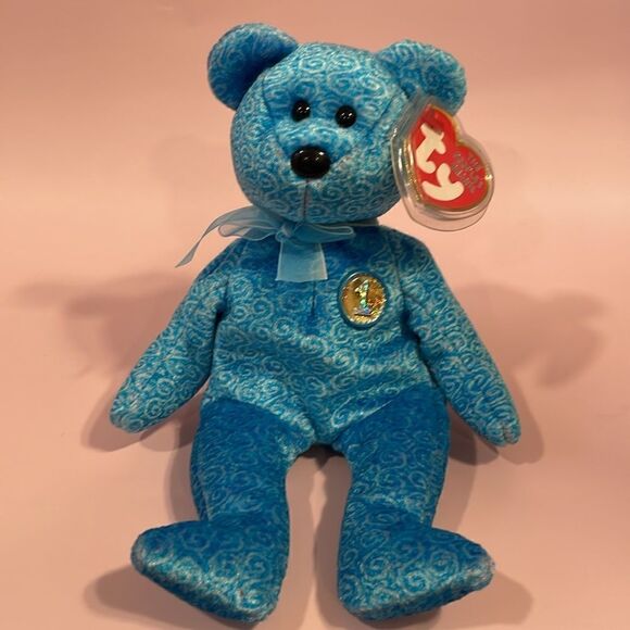 2001 Vintage Ty Original Beanie Baby Classy The Peoples Choice Blue Bear NWT EC - Picture 6 of 10